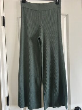 aerie Ribbed Wide Leg Pants in Sage
